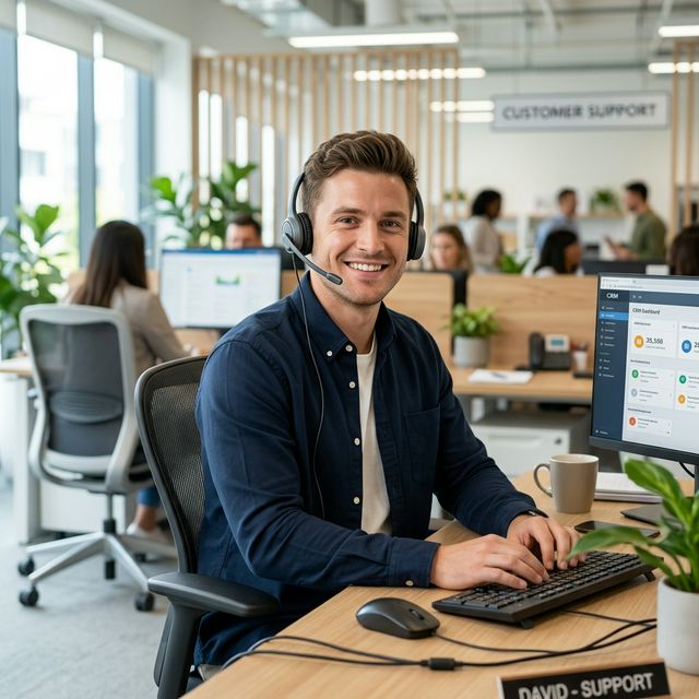 Friendly male customer support representative